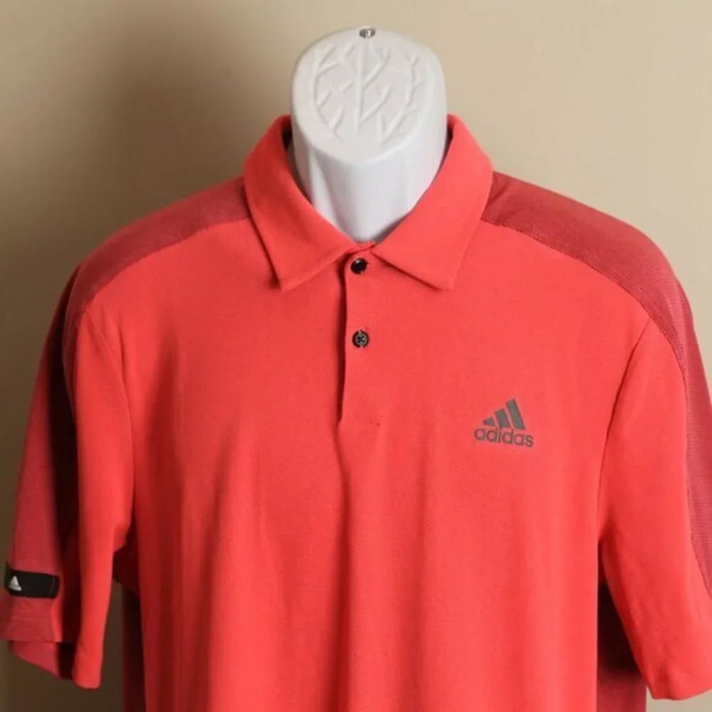 Adidas Golf Polo Shirt Men’s Medium M Pink Gray Short Sleeve EUC ⛳ Athletic 🔥